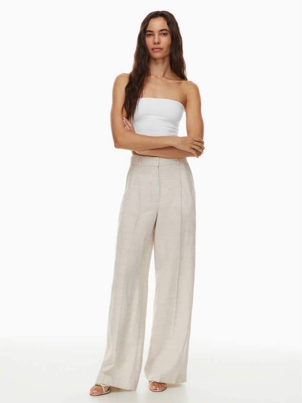 Aritzia Effortless Pant Linen Blend Wide Leg Size 4
